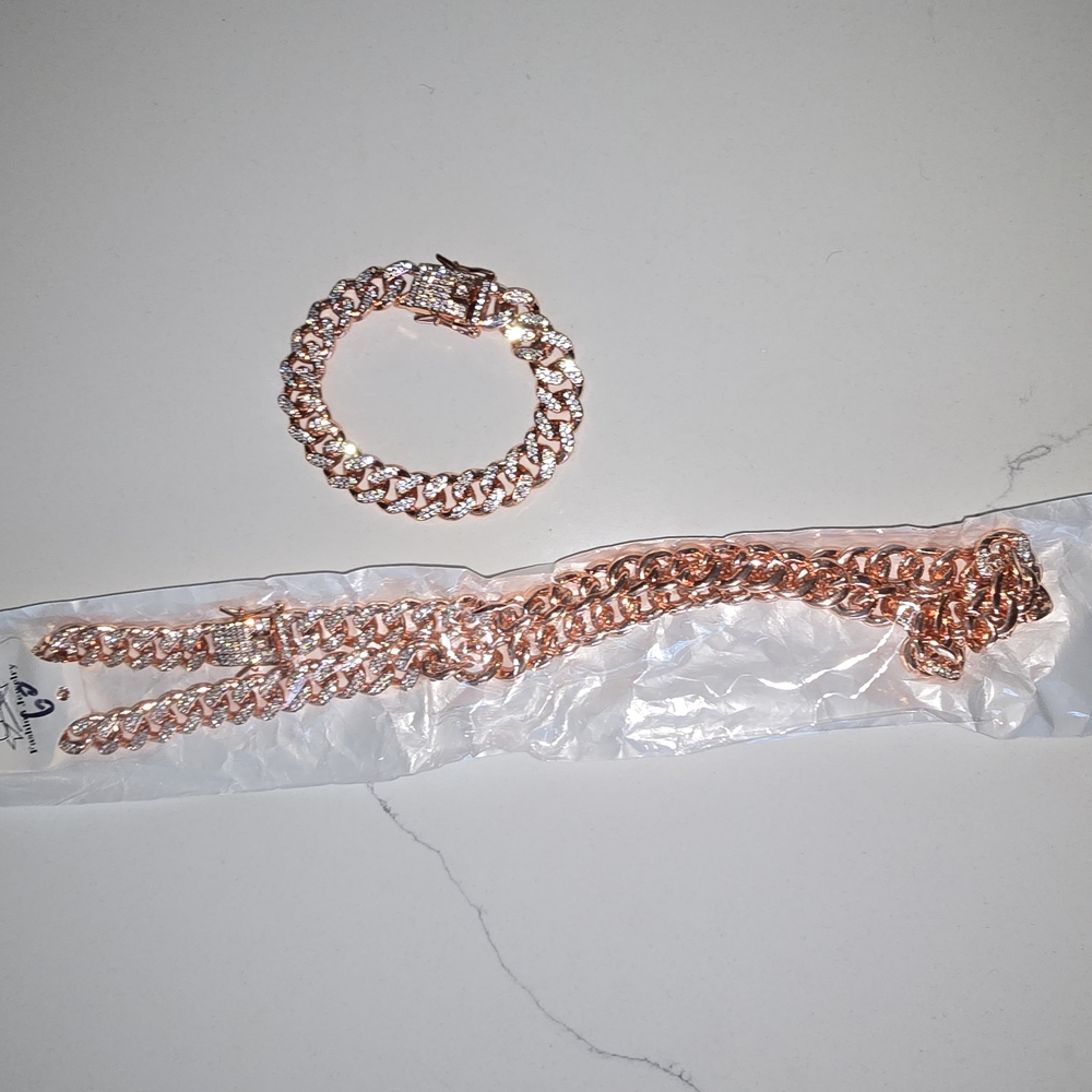 Rose Gold Rhinestone Bracelet Set - Picture 3 of 9